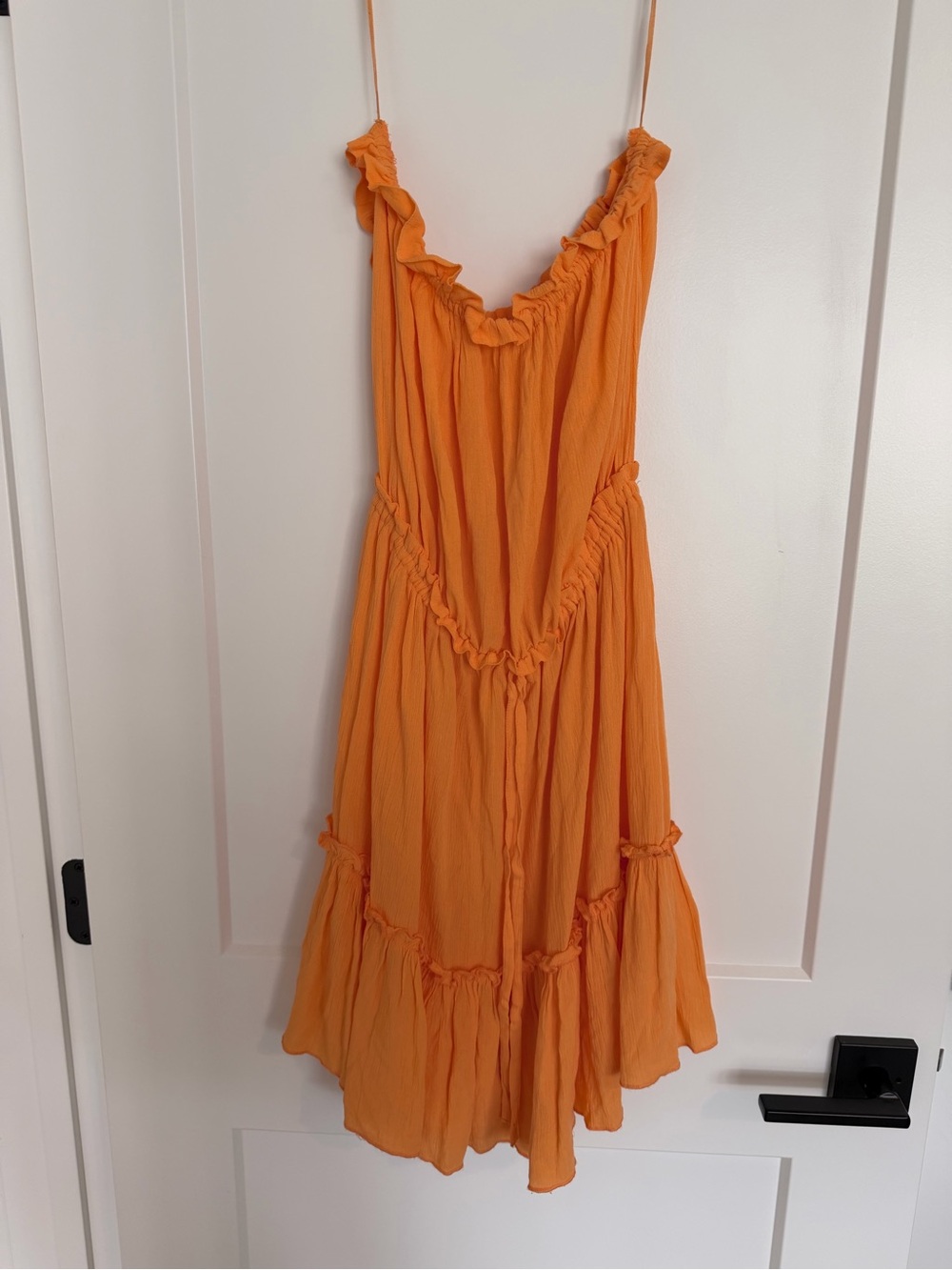 Elan Orange Ruffle-Tier strapless coverup Dress